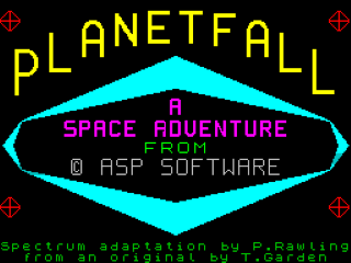 Planetfall title screen for ZX Spectrum